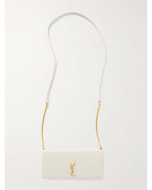 Saint Laurent White Cassandre Strap Leather Phone Case