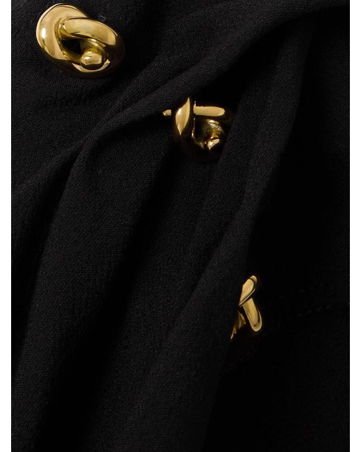 Bottega Veneta Black Asymmetrisches Midikleid Aus Crêpe Mit Cape-Effekt