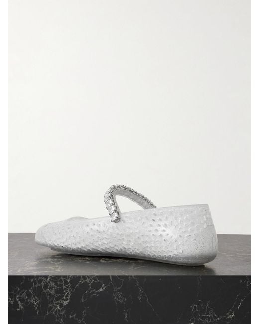 Ballerines En Tpu À Paillettes Et À Cristaux The Jelly Jimmy Choo en coloris White