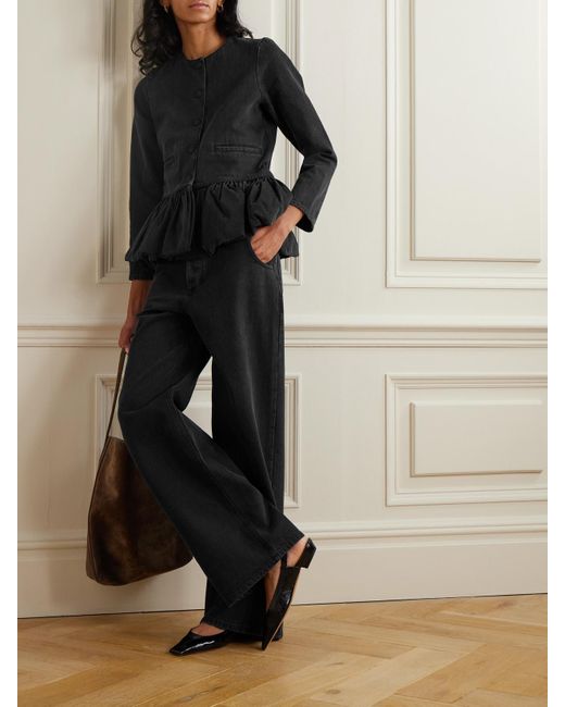 LIBEROWE Black Jeansjacke Mit Schößchen