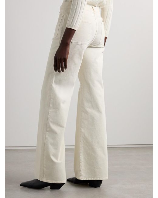Nili Lotan White Florence Cotton-Blend Corduroy Flared Pants