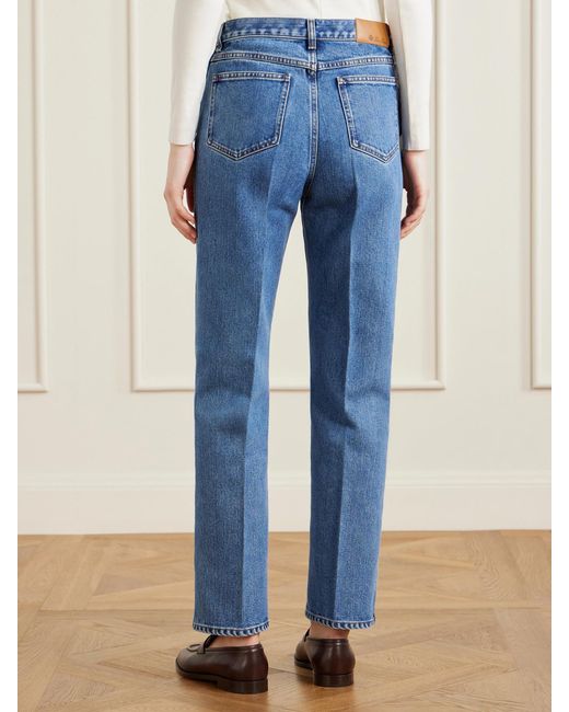 Loro Piana Blue Brooke Cropped Mid-Rise Slim-Leg Jeans