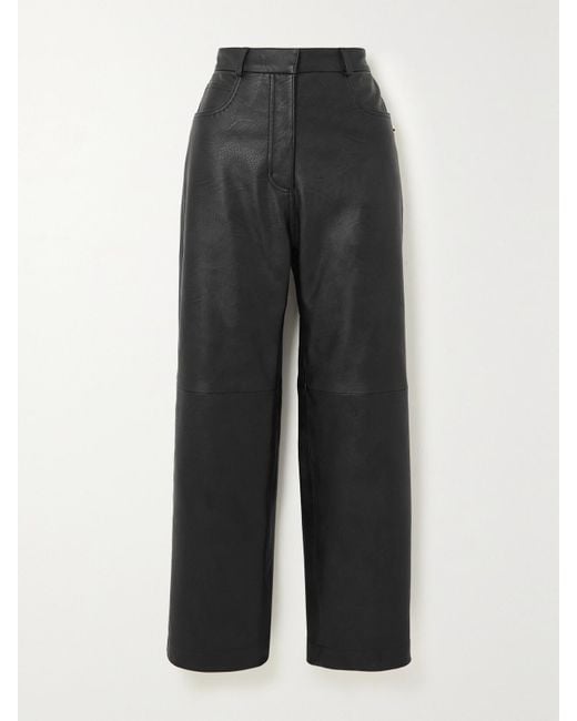 Stella McCartney Black Net Sustain Vegetarian Leather Straight-Leg Pants
