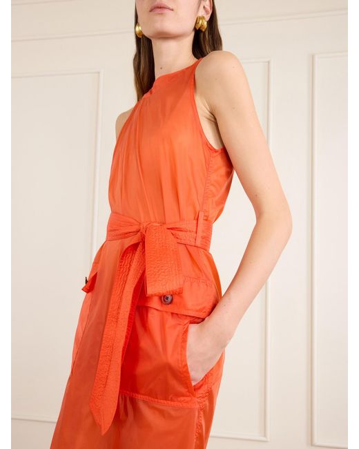 Saint Laurent Orange Buttoned Front Midi Dress