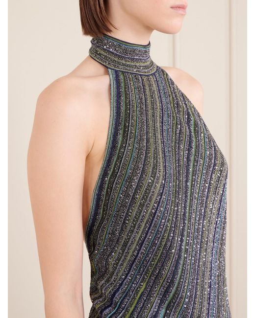 Missoni Gray Striped Metallic Crochet-Knit Mini Dress