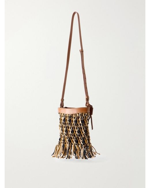 Isabel Marant Natural Noli Leather-Trimmed Macramè Tote