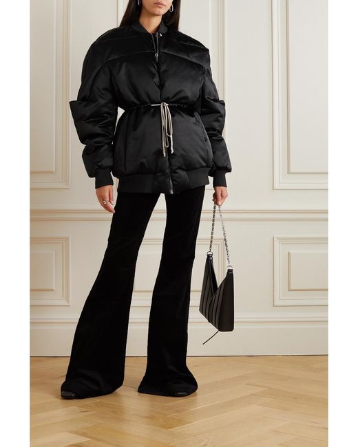 Rick Owens Black Girdered Wool-trimmed Quilted Shell Down Bomber Jacket