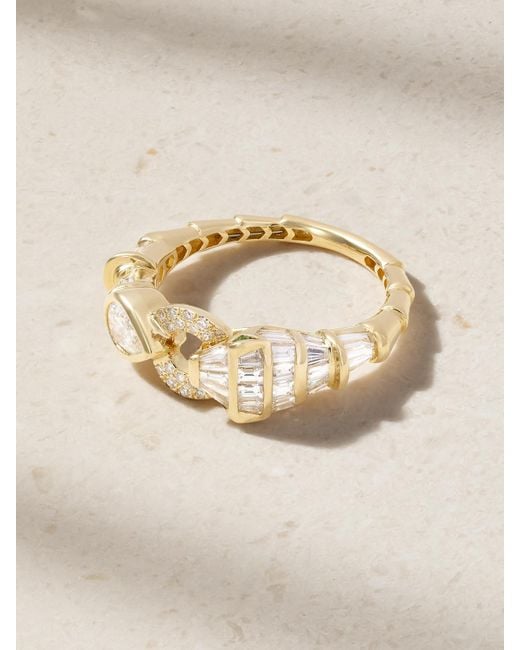 SHAY Natural Serpentine 18-Karat, Diamond And Garnet Ring