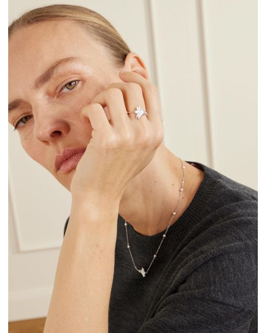 L'Atelier Nawbar Natural Mini Psychedeliah Vine 18-Karat, Mother-Of-Pearl And Diamond Ring