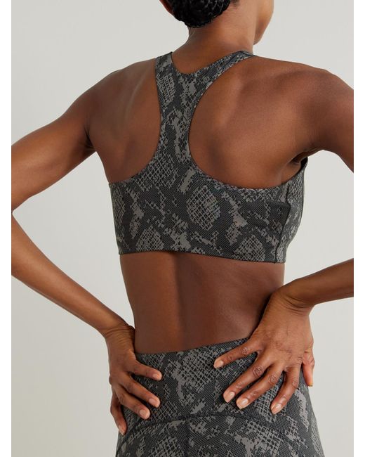 Adidas By Stella McCartney Gray Power Impact Sport-Bh Aus Recyceltem Stretch-Material Mit Schlangenprint