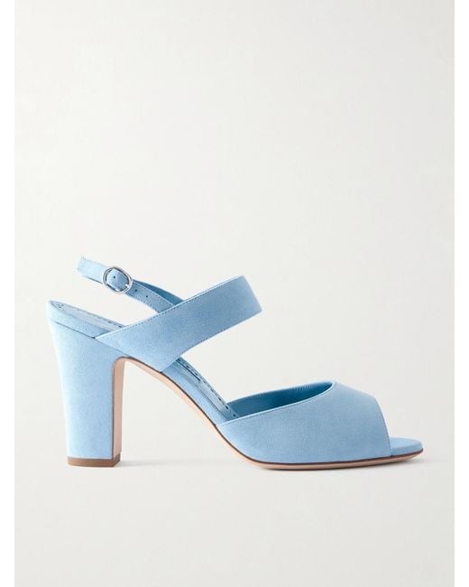 Sandales À Brides Arrière En Daim Khiko 90 Manolo Blahnik en coloris Blue