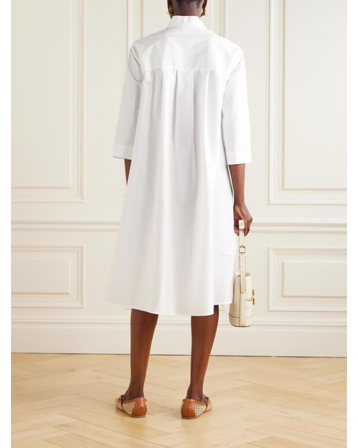 Max Mara White Sella Midi-Hemdblusenkleid Aus Popeline Aus Einer Baumwollmischung