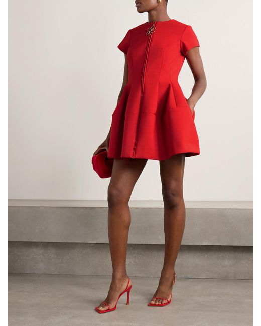 Oscar de la Renta Red Ponte Mini Dress