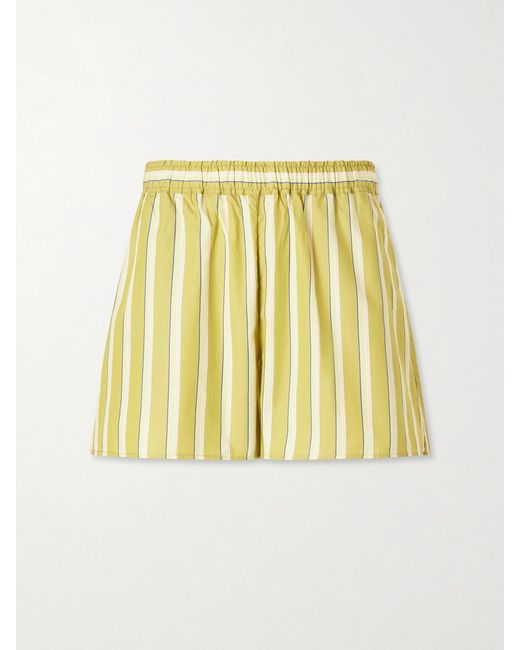La Ligne Metallic Shelby Striped Cotton-Poplin Shorts