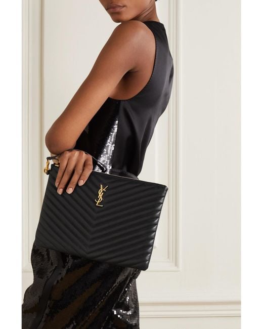 Saint Laurent Black Monogramme Quilted Leather Pouch