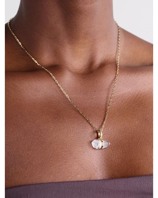 JIA JIA Natural 14-Karat, Quartz And Diamond Pendant