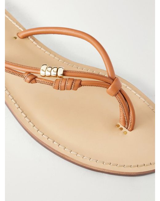 Amanu Brown The Kiwayu Embellished Leather Sandals