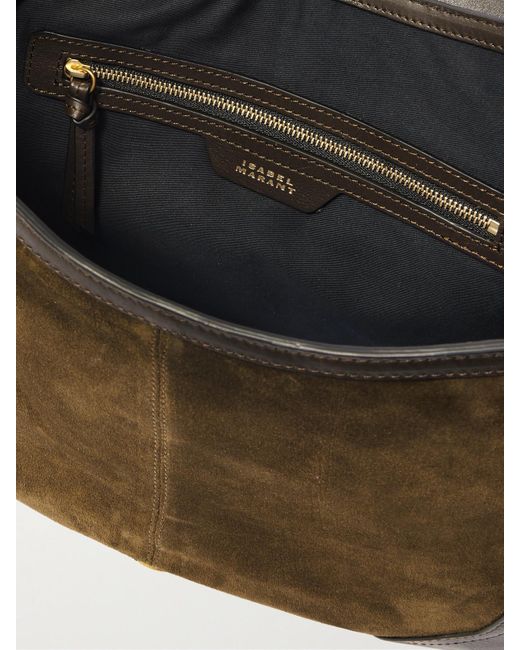Isabel Marant Green Sierra Schultertasche Aus Veloursleder Mit Lederbesätzen