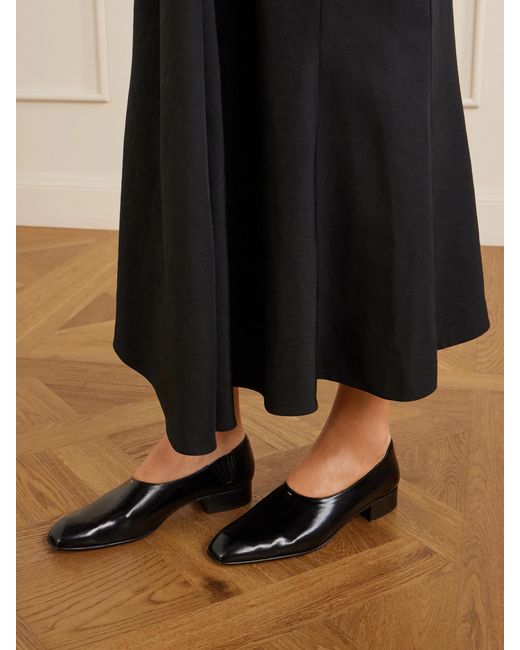 Khaite Black Colt Leather Loafers