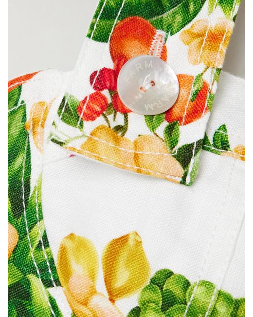 Farm Rio Metallic Cropped Printed Linen Top