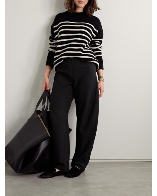 La Ligne Black Colby Recycled-Crepe Barrel-Leg Pants