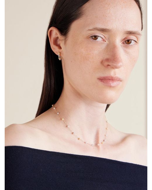 Mizuki Natural 14-Karat Pearl Hoop Earrings