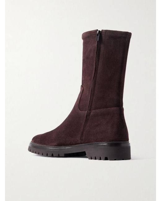 Loeffler Randall Brown Danny Stretch-Suede Ankle Boots