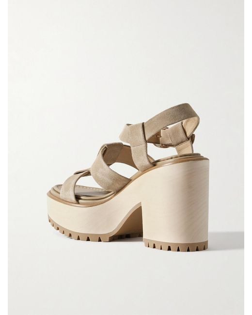 Gabriela Hearst Natural Hera Suede Platform Sandals