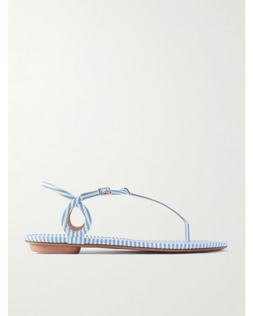 Aquazzura White Almost Bare Sandalen Aus Gestreiftem Leder