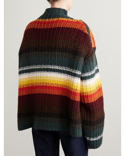 Khaite Black Yanis Oversized Ribbed Striped Cashmere Sweater