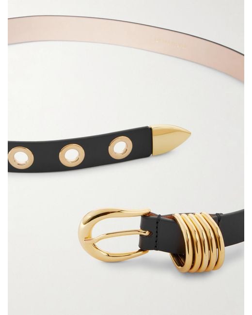 DEHANCHE Black Hollyhock Rivet Eyelet-Embellished Leather Waist Belt