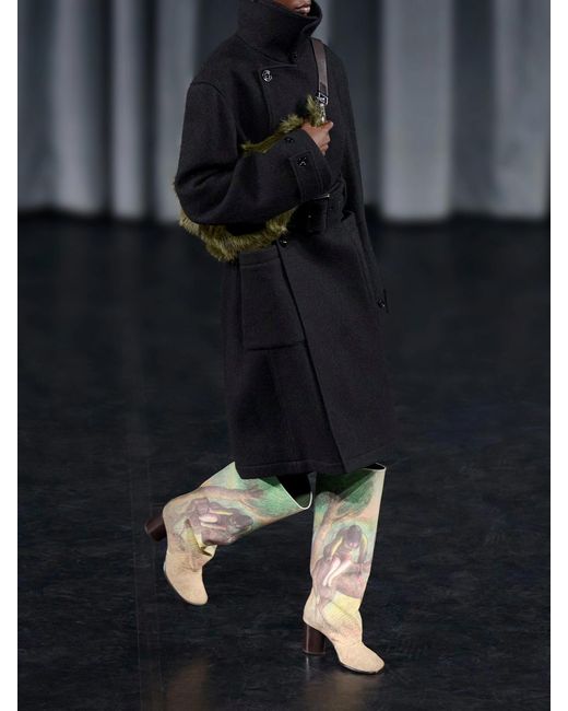 Lemaire Blue Belted Alpaca And Wool-Blend Felt Coat