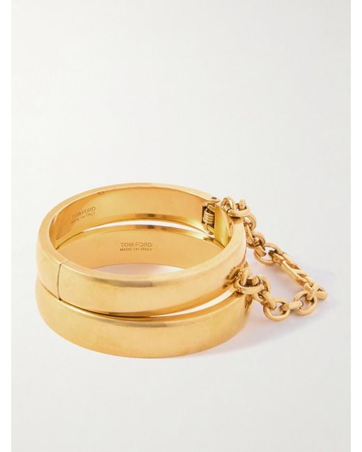 Tom Ford Metallic Set Aus Zwei Goldfarbenen Armbändern