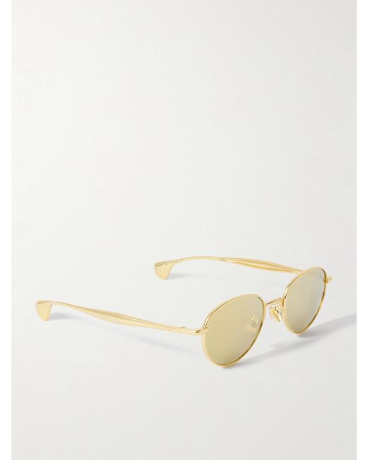 Bottega Veneta Yellow Round-Frame-Tone Sunglasses