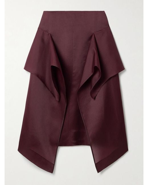 Khaite Purple Nina Asymmetric Draped Silk-Organza Midi Skirt