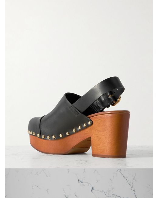 Chloé Black Jeannette Studded Leather Slingback Platform Clogs