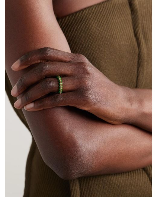 L'Atelier Nawbar Green Atoms 18-Karat Diamond And Enamel Ring