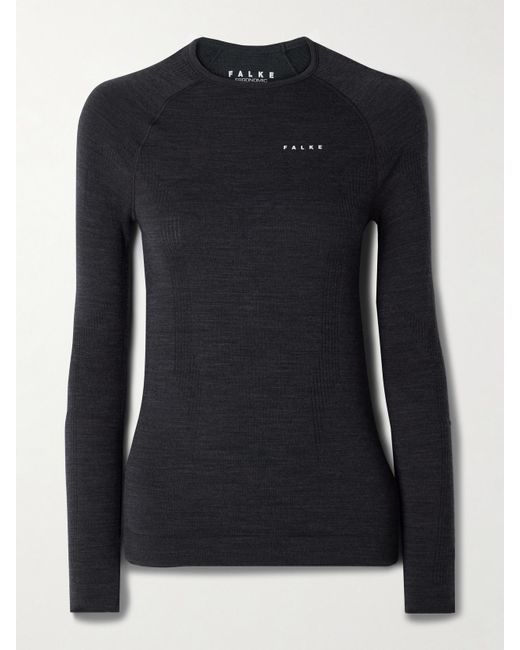 Falke Black Wool-Blend Top