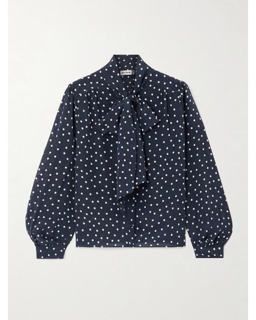 Rixo Blue Melaina Schluppenbluse Aus Seide Mit Polka-Dots
