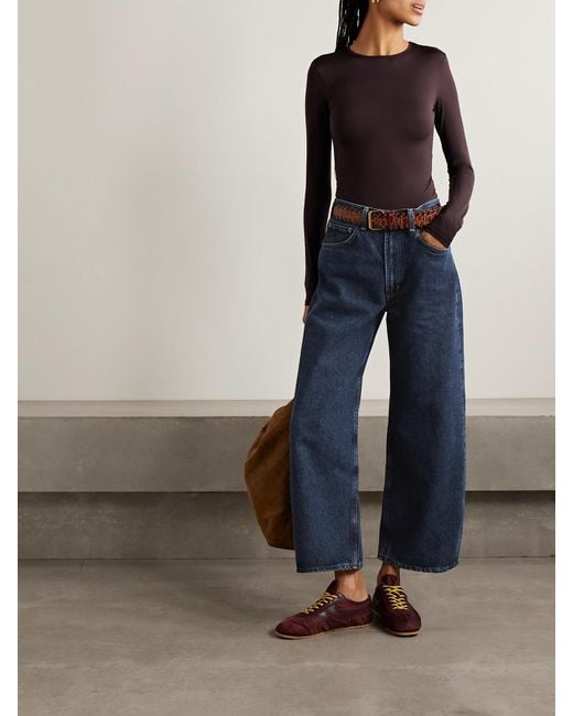 Agolde Blue Low Curve Crop High-Rise Wide-Leg Jeans