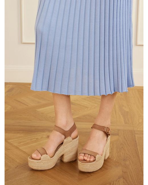 Gabriela Hearst Natural Sardis 100 Raffia-Trimmed Suede Sandals