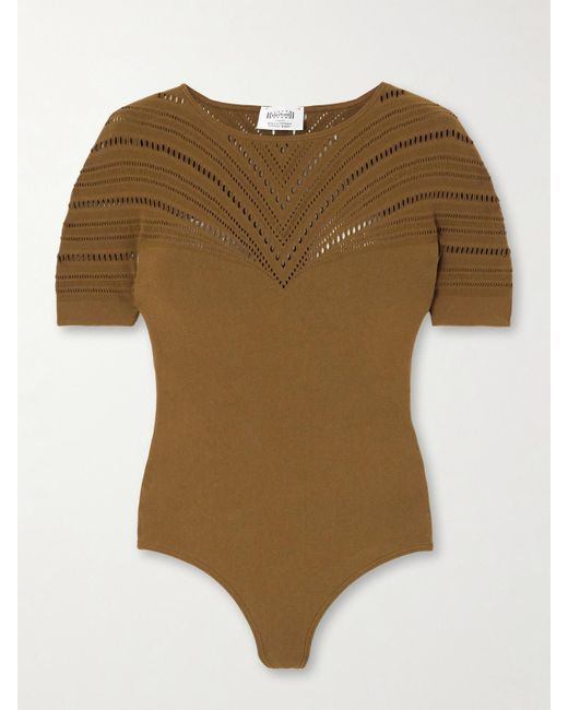 Wolford Natural Pointelle-Knit Stretch Wool-Blend Bodysuit