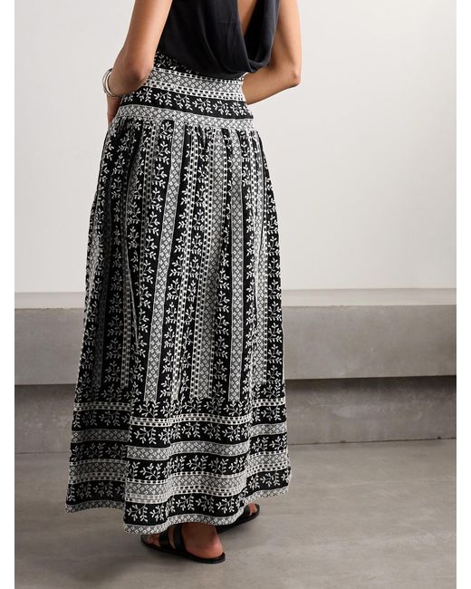 Loretta Caponi Black Castagneto Embroidered Cotton-Voile Maxi Skirt