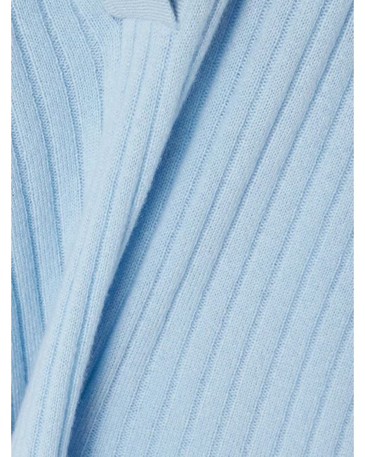 arch4 Blue Jennifer Ribbed Organic Cashmere Polo Shirt