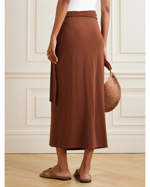 Max Mara Brown Pevera Stretch-Jersey Midi Wrap Skirt