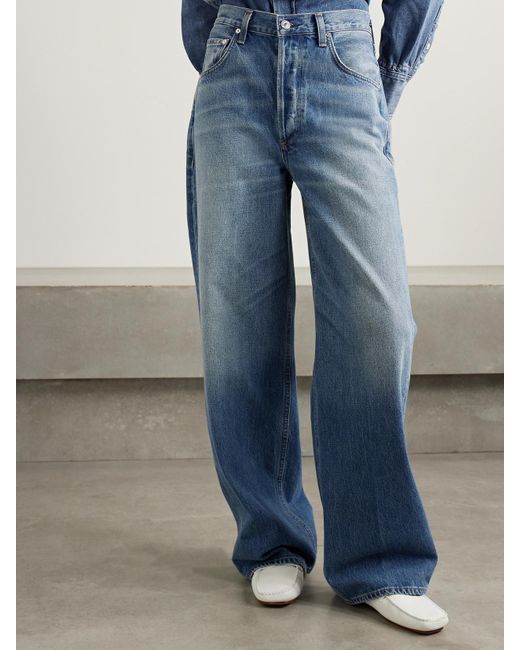 Citizens of Humanity Blue Argent Ayla Baggy Hoch Sitzende Jeans Mit Weitem Bein