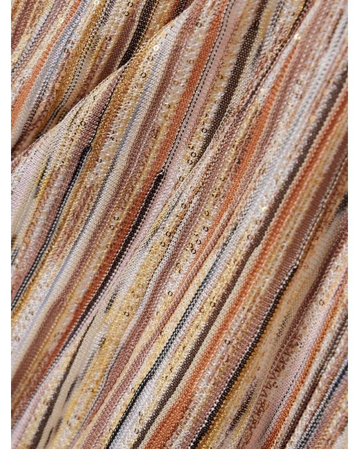 Missoni Natural Striped Sequined Metallic Ribbed-Knit Mini Dress