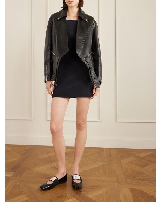 Givenchy Black Asymmetric Paneled Leather Jacket
