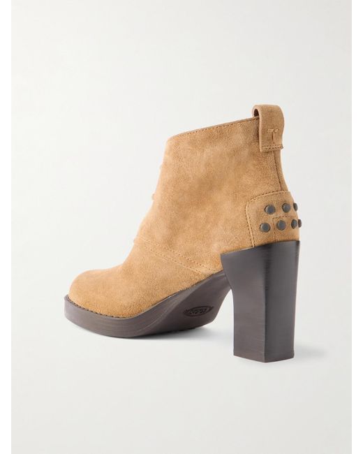 Tod's Natural Gomma Ankle Boots Aus Veloursleder