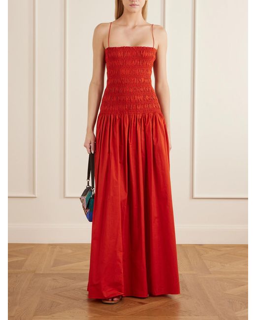 Matteau Shirred Organic Cotton-Poplin Maxi Dress